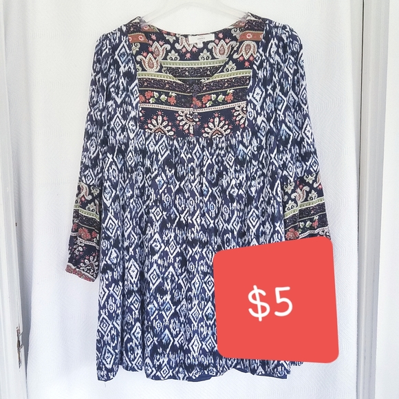 Entro Ikat Print Tunic Top - Picture 1 of 6